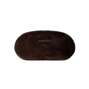 New Tom Ford Brown Suede Medium Clamshell Eye Glasses Case and Box
